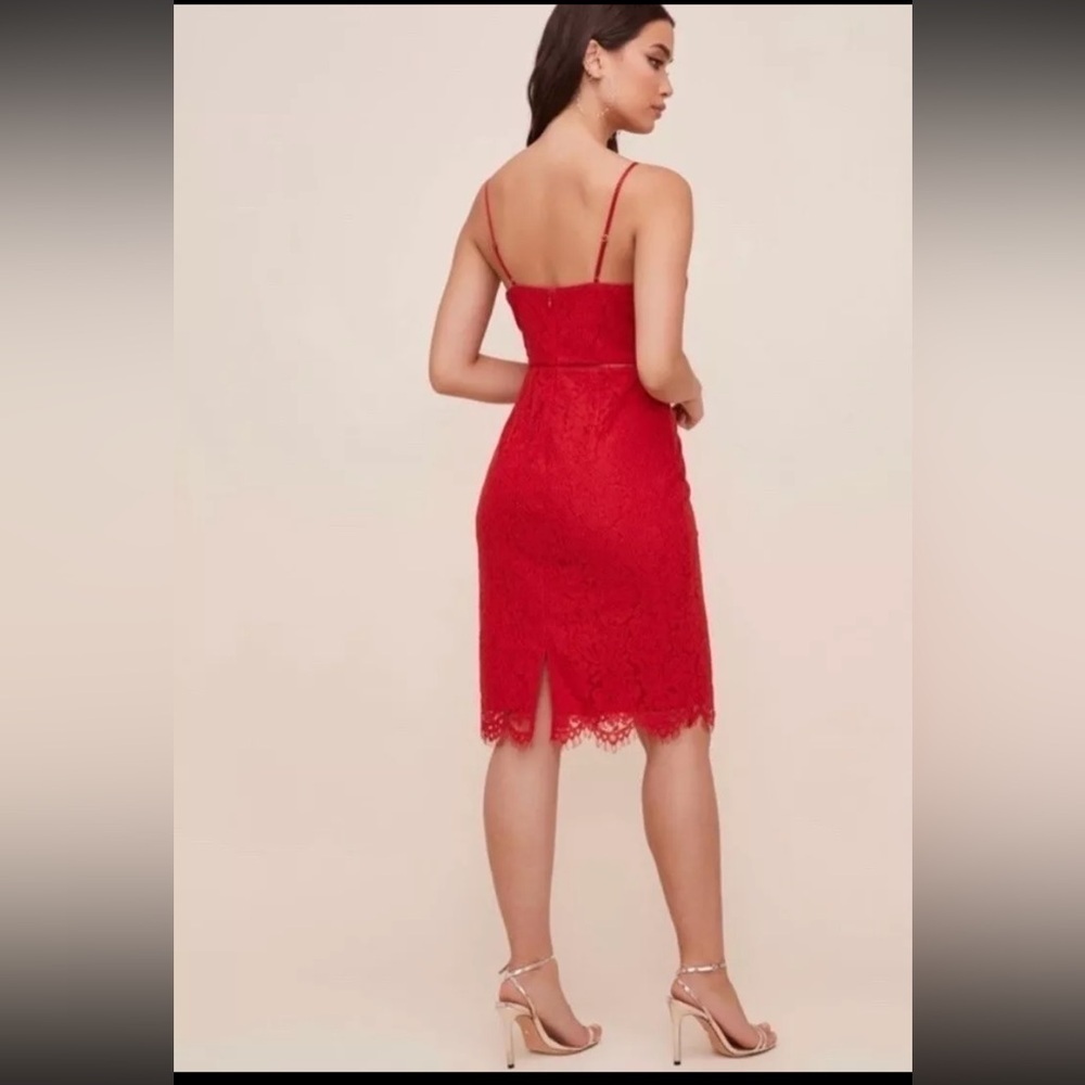 ASTR THE LABEL Red Lattice Inset Lace Dress Size Medium - Picture 4 of 11